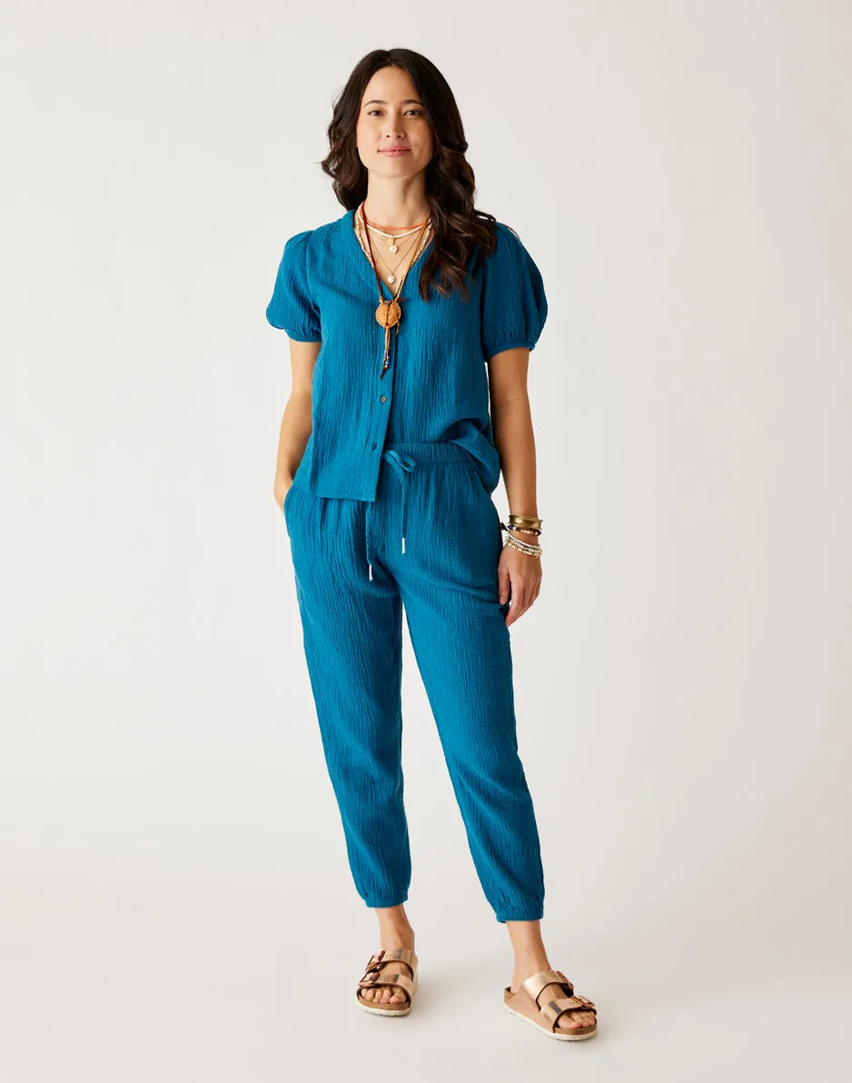 Calista Gauze Pant: Azul sold by Carve Designs product image thumbnail 5