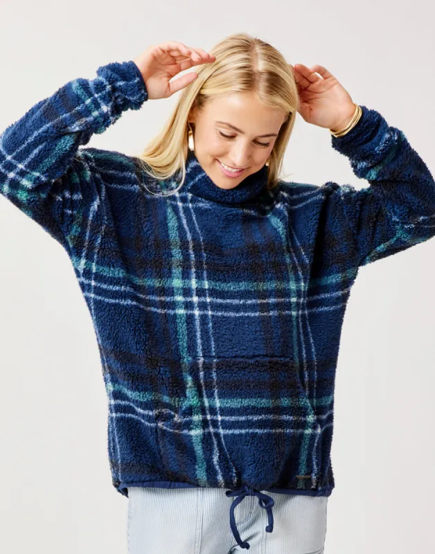Roley Cowl: Navy Plaid sold by Carve Designs