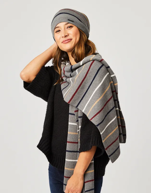 Zapata Scarf : Grey Heather Stripe sold by Carve Designs