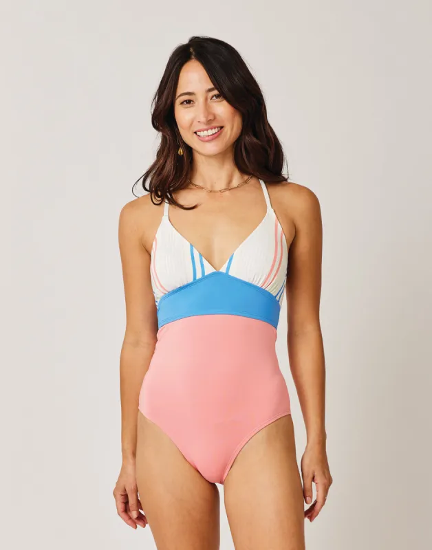 Dahlia One Piece: Sunny Stripe w. Grapefruit - FINAL SALE sold by Carve Designs