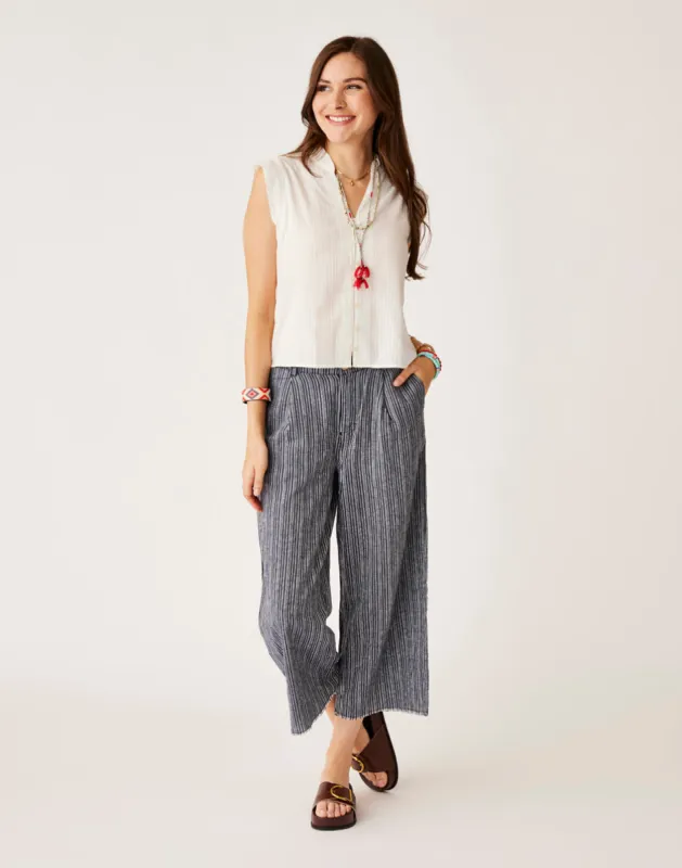Suki Linen Pant: Navy Texture sold by Carve Designs