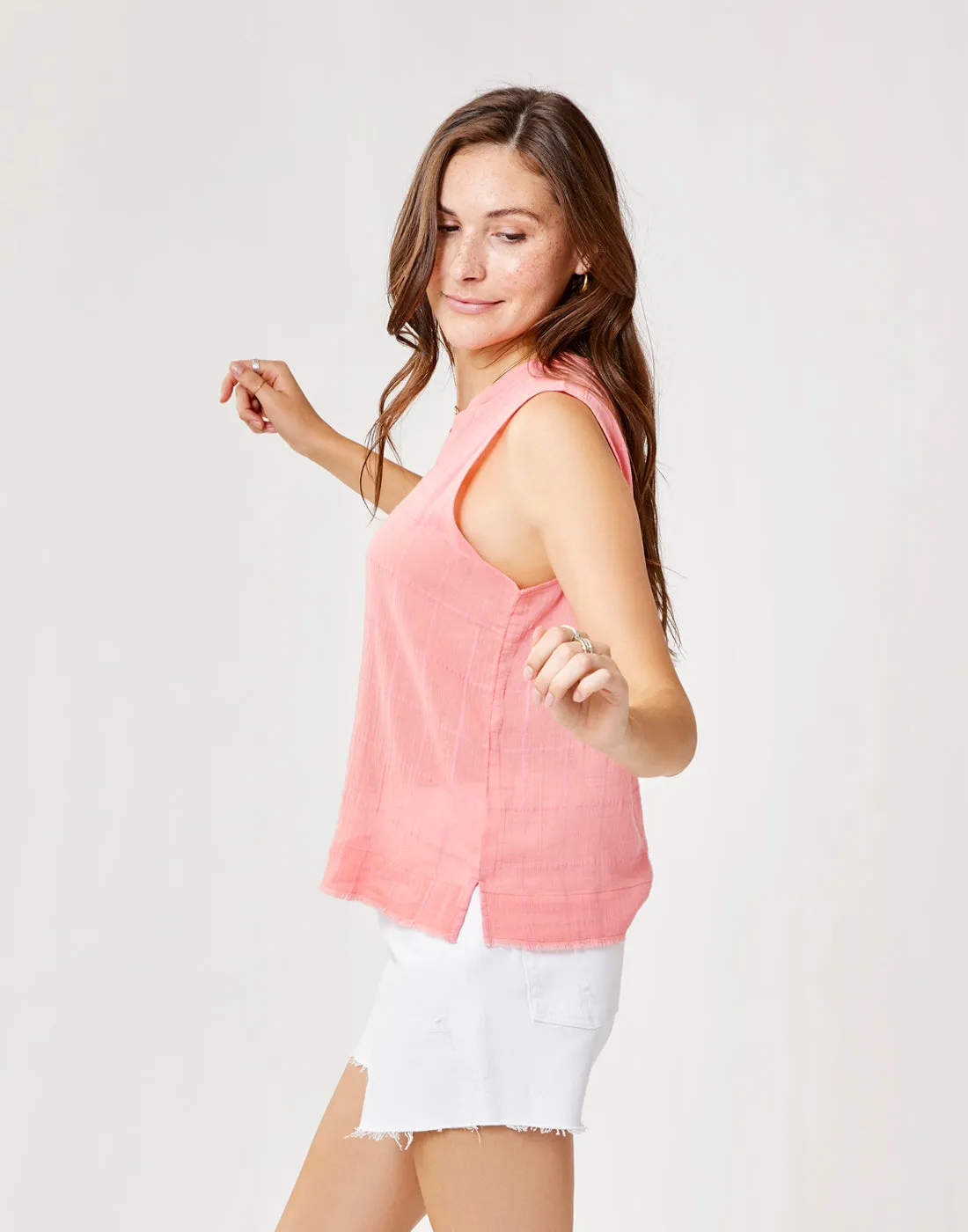 Dylan Textured Tank: Grapefruit sold by Carve Designs product image thumbnail 2