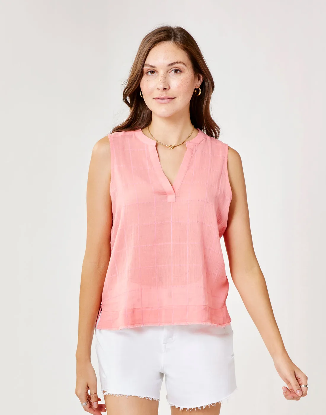 Dylan Textured Tank: Grapefruit sold by Carve Designs