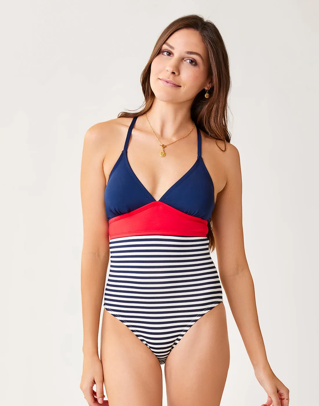 Dahlia One Piece: Navy w. Navy stripe - FINAL SALE sold by Carve Designs