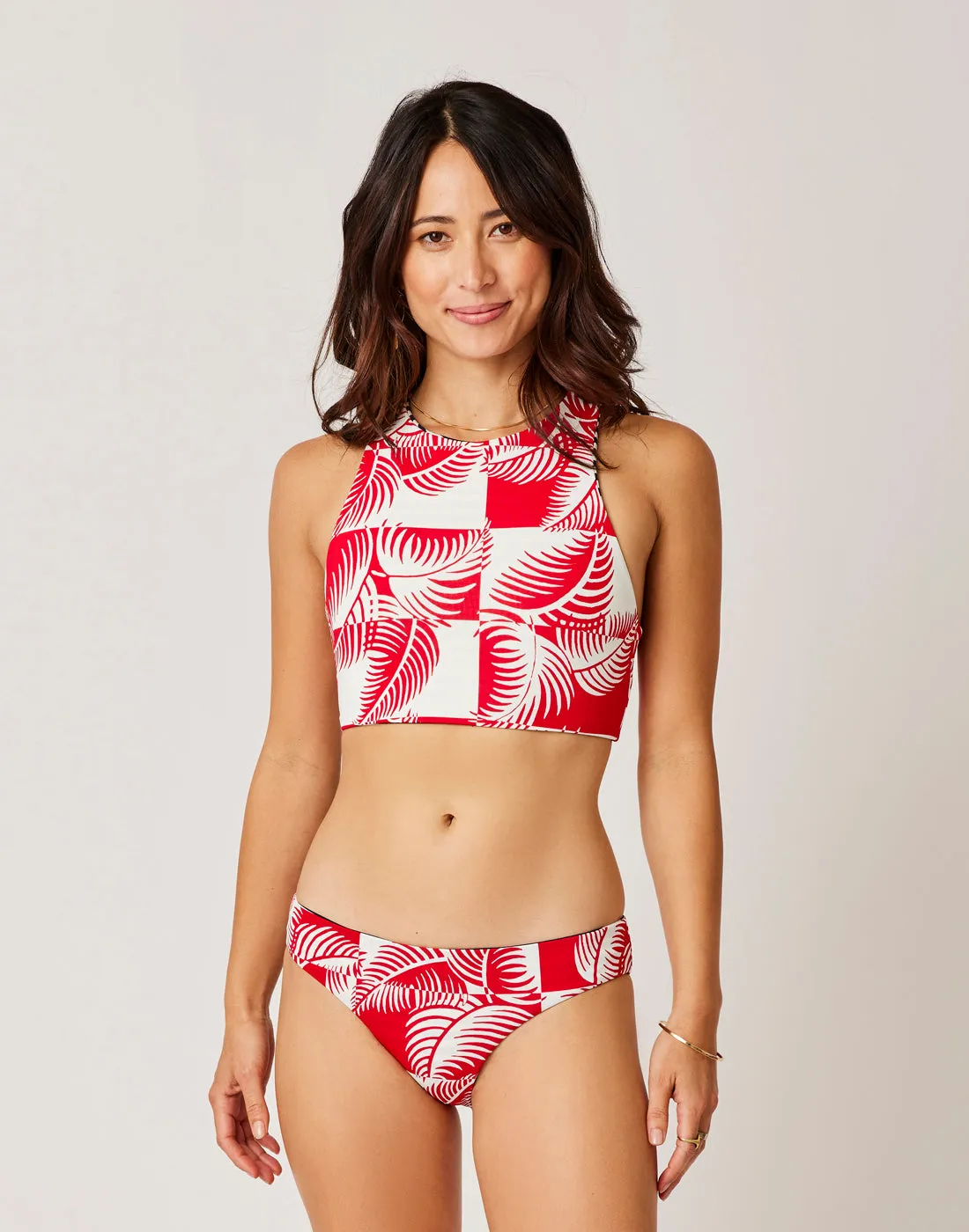 Sanitas Reversible Bottom: Checkered Palm/Navy Stripe - FINAL SALE sold by Carve Designs product image thumbnail 2