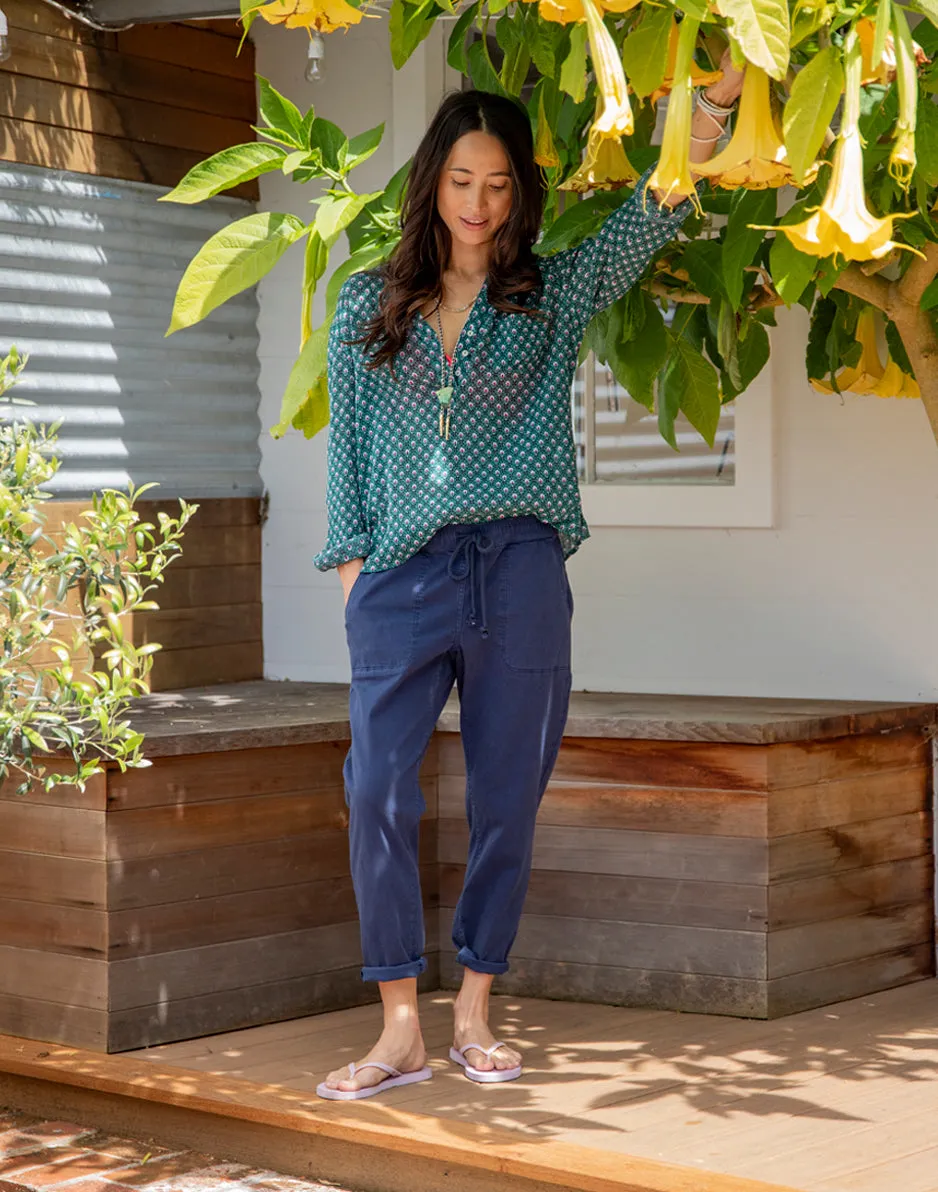 Zoe Twill Pant: Navy sold by Carve Designs