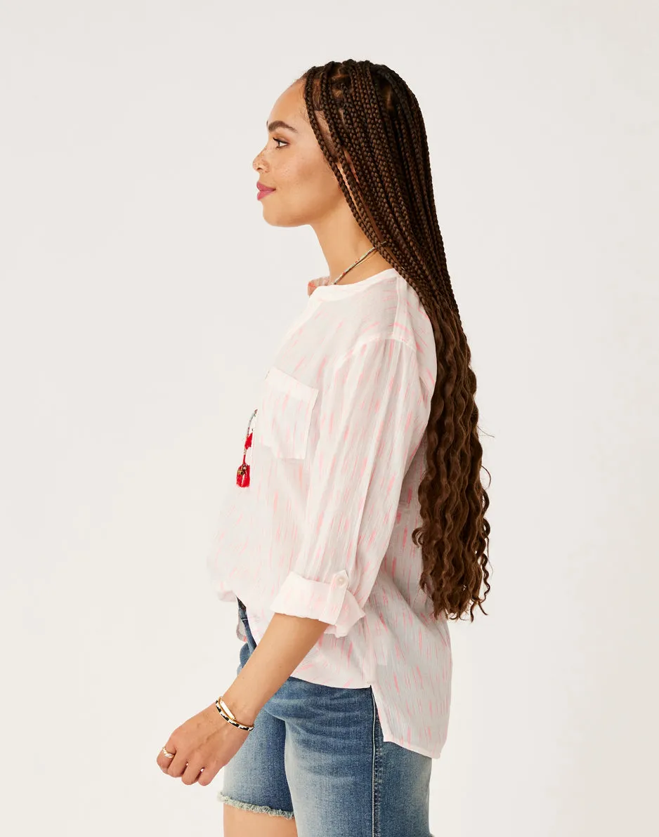 Dylan Gauze Shirt: Electric Coral Ikat sold by Carve Designs product image thumbnail 4