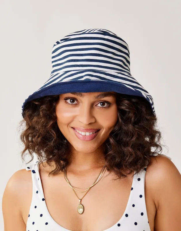 Reversible Bucket Hat: Navy/Navy Stripe - FINAL SALE sold by Carve Designs