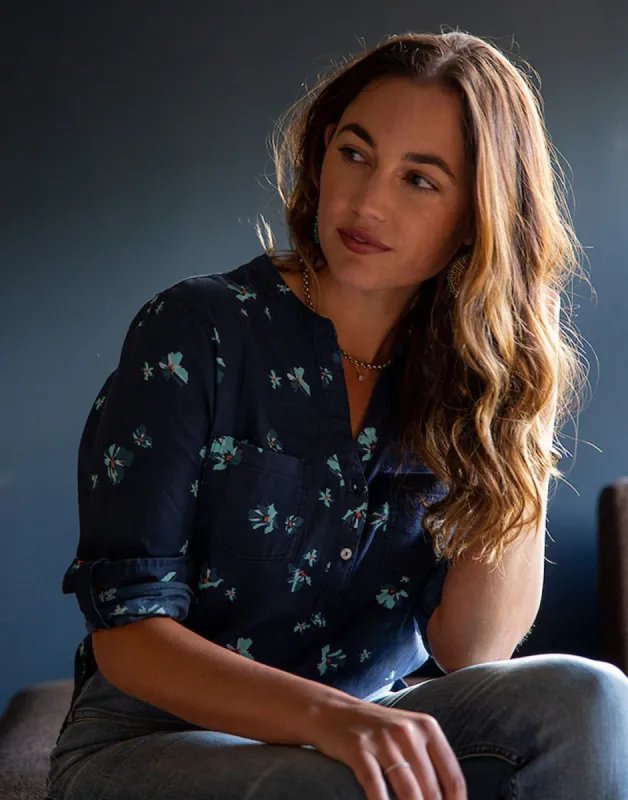 Dylan Twill Shirt: Navy Love Letter - FINAL SALE sold by Carve Designs