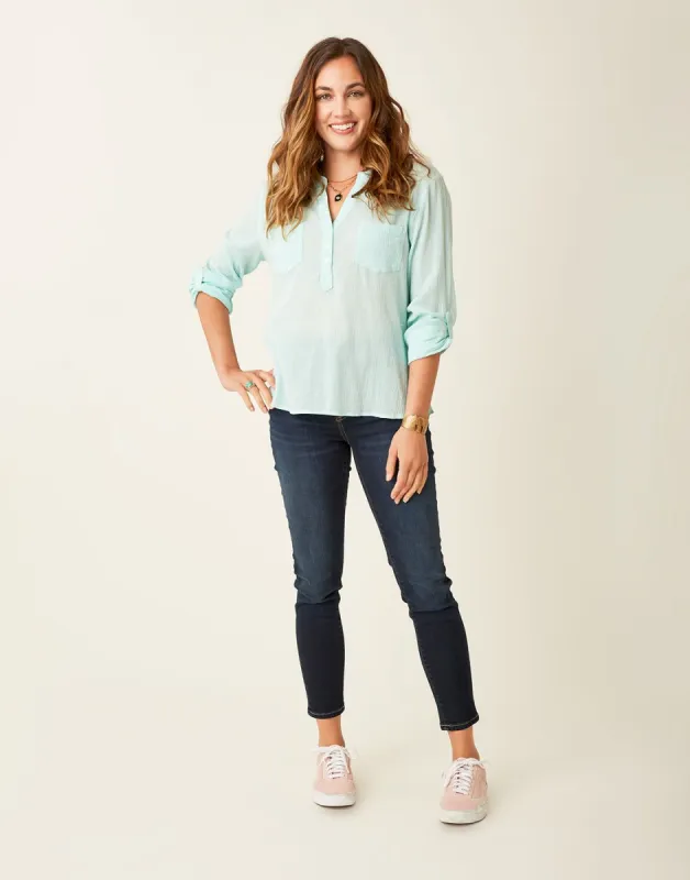 Dylan Gauze Shirt: Aqua - FINAL SALE sold by Carve Designs