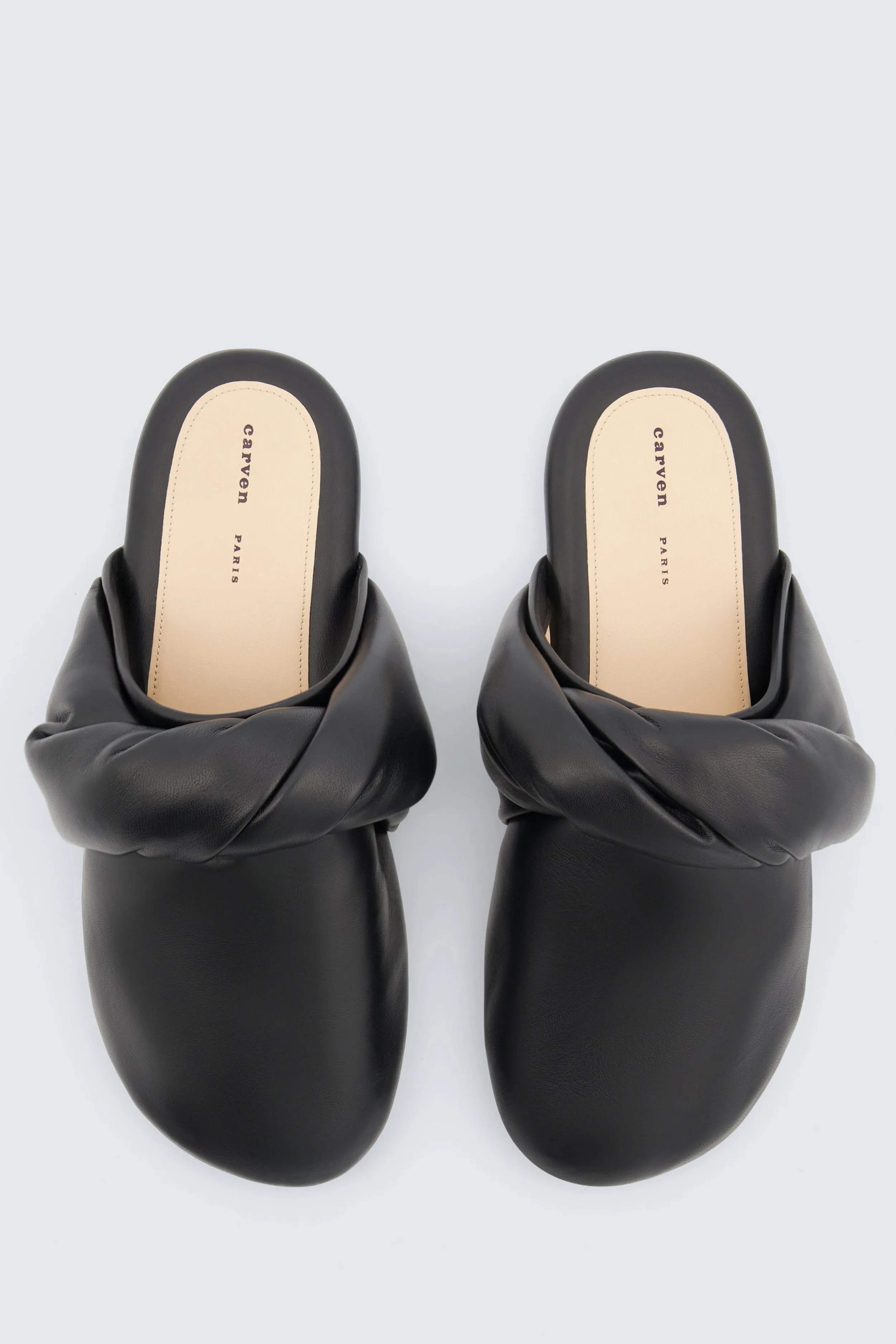Mule Garnier nouée en cuir noir sold by Carven product image thumbnail 3