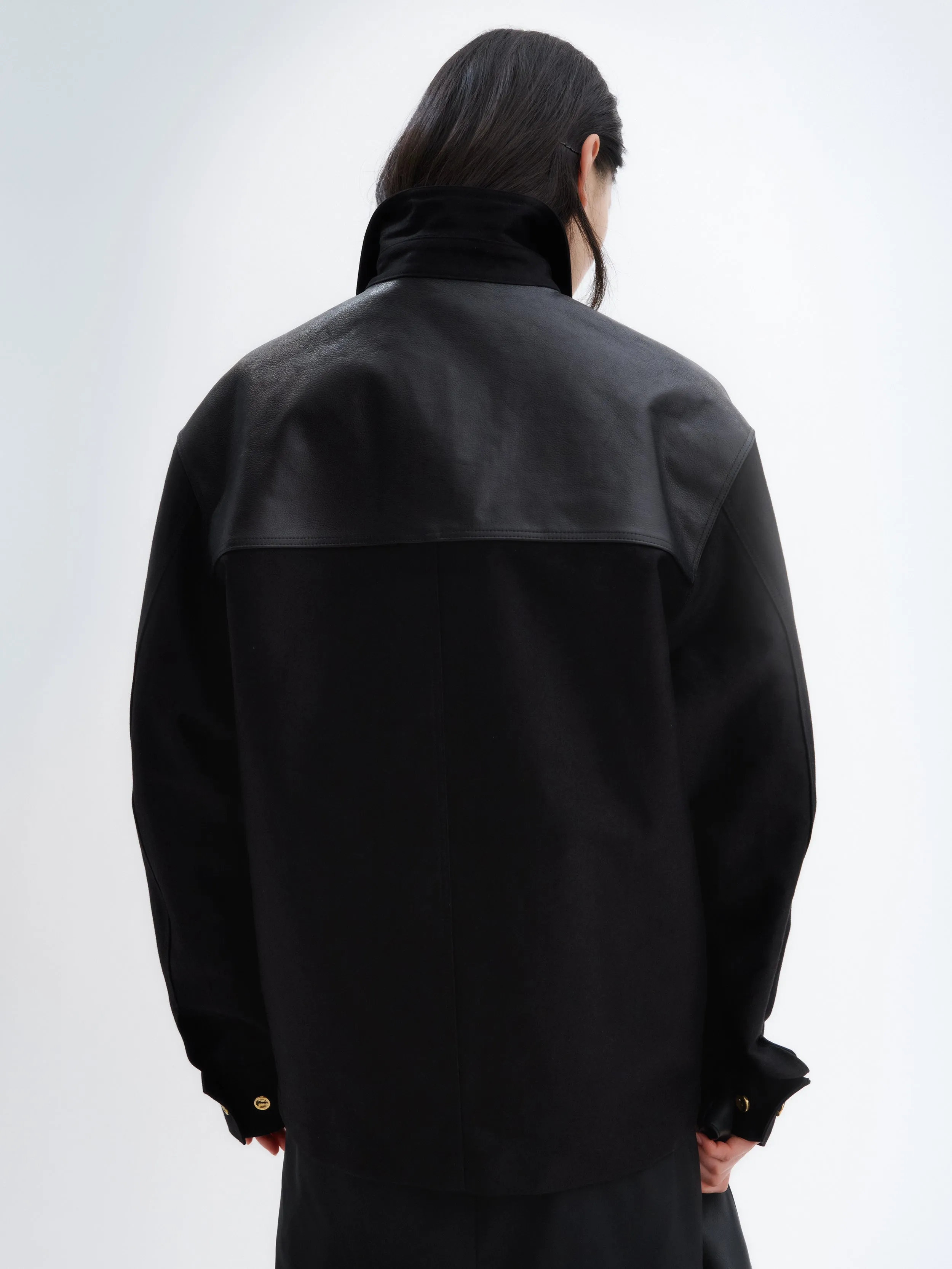Veste empiècement cuir en satin de coton sold by Carven product image thumbnail 2