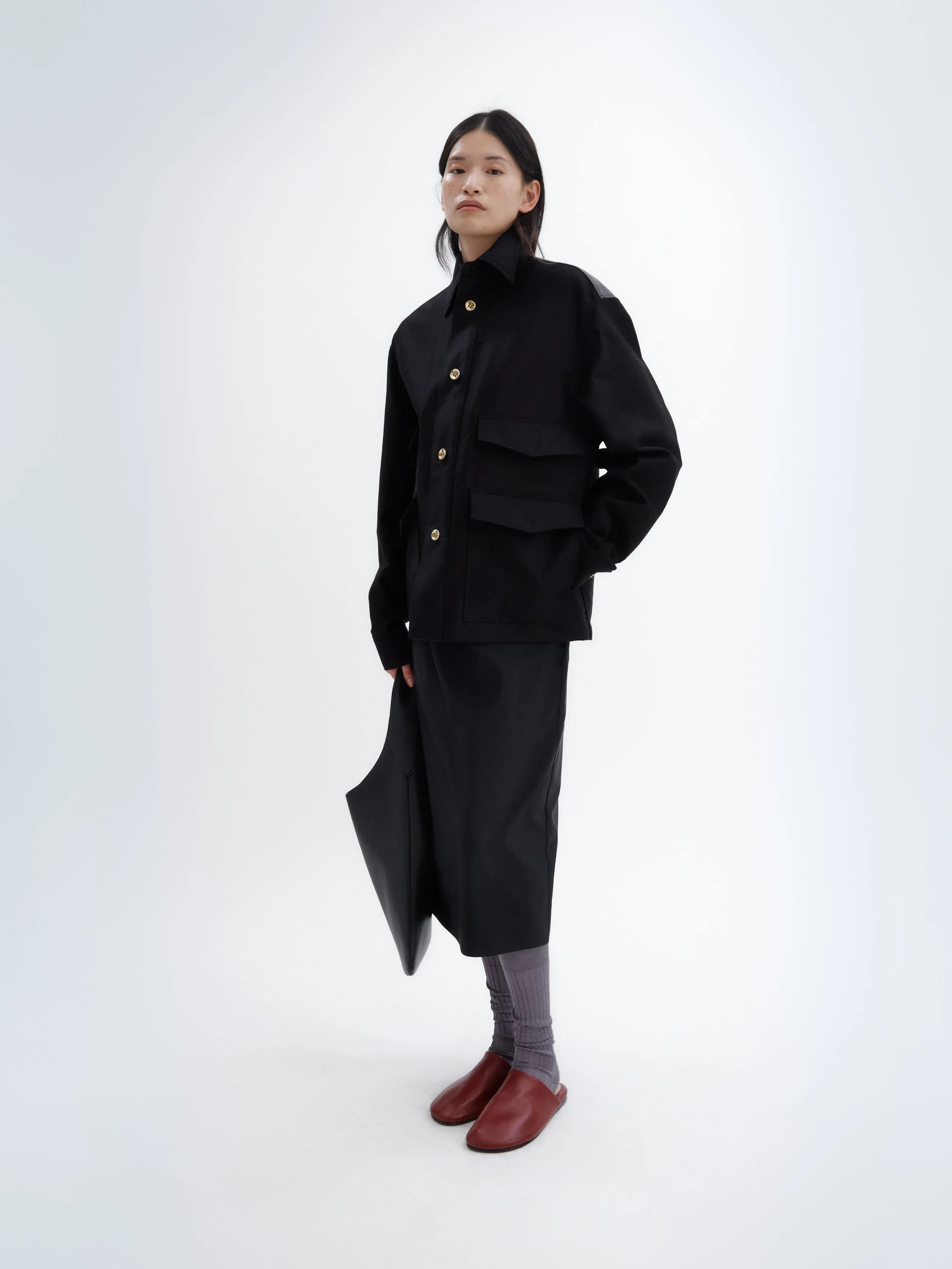Veste empiècement cuir en satin de coton sold by Carven product image thumbnail 3