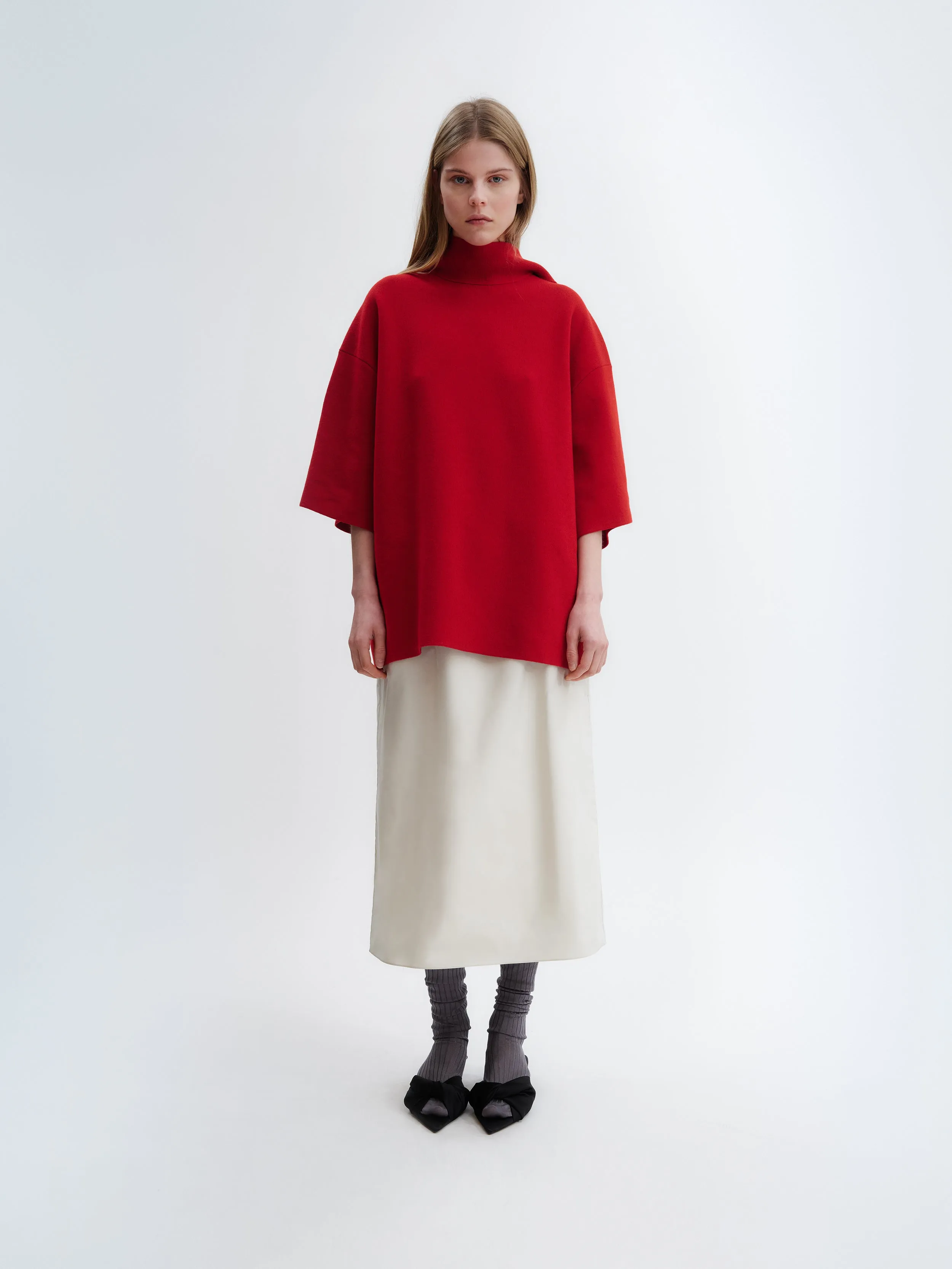 Top col écharpe en maille cachemire laine double face sold by Carven