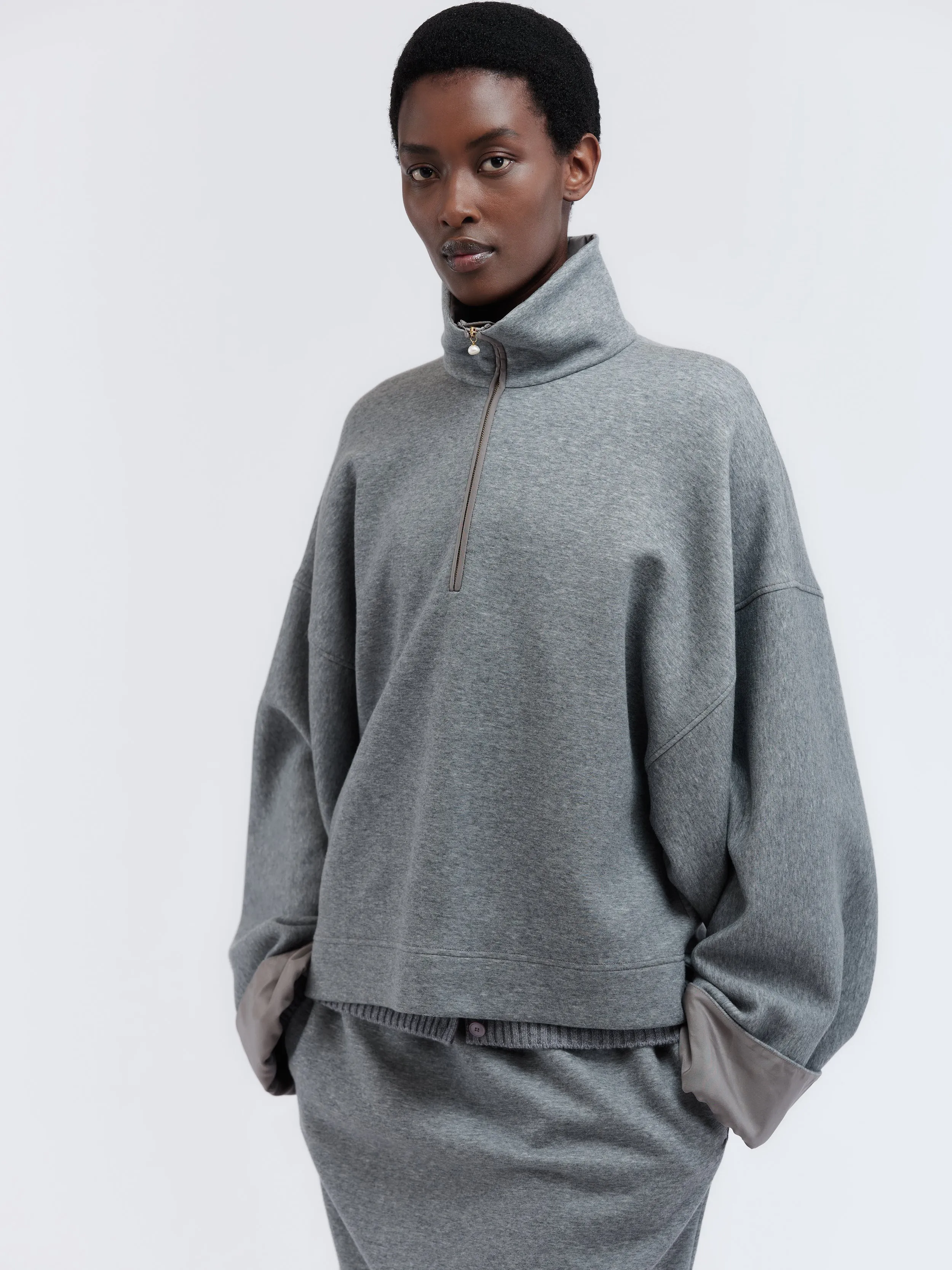 Sweat col zippé en jersey de cachemire et coton sold by Carven product image thumbnail 2