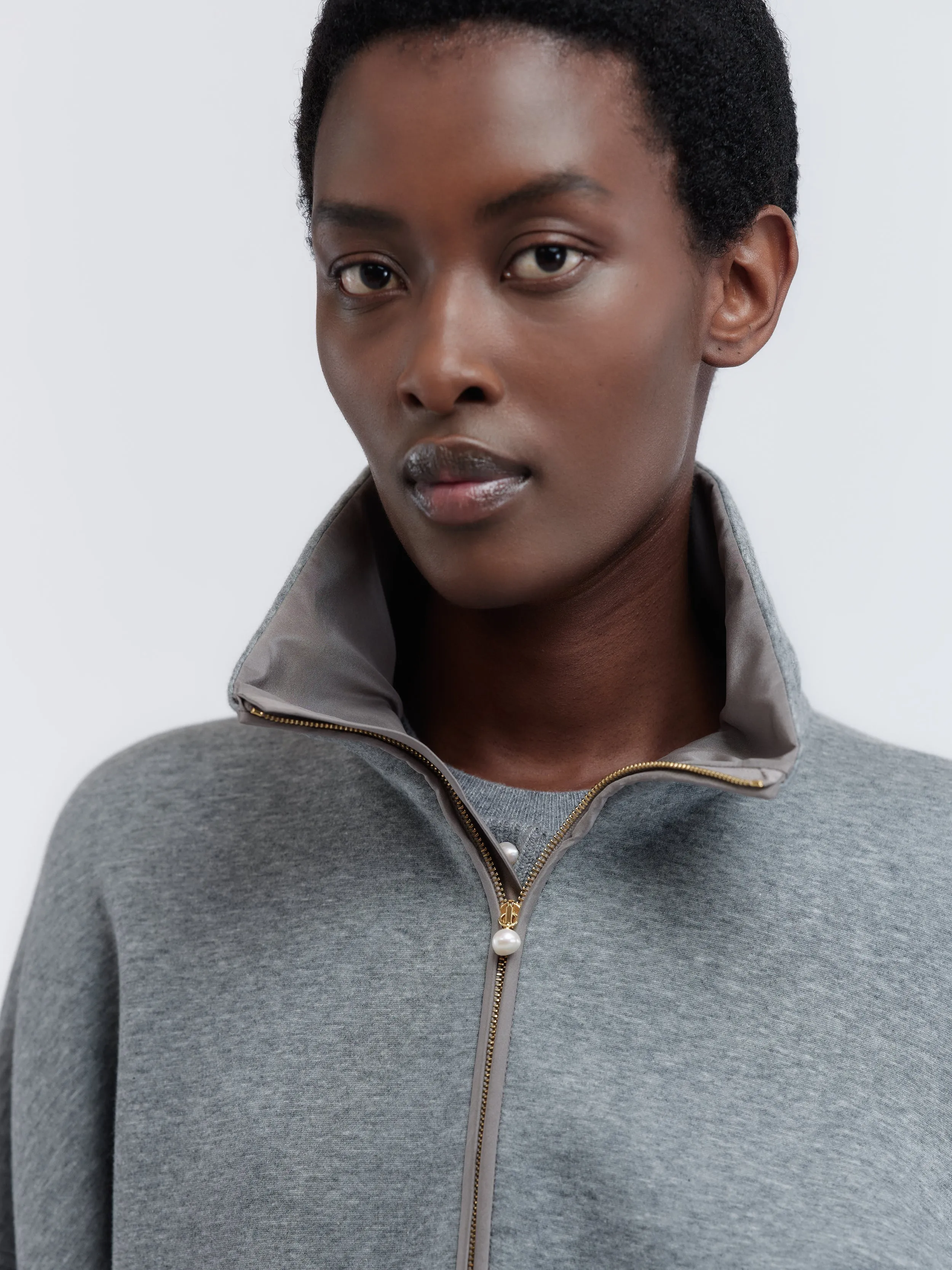 Sweat col zippé en jersey de cachemire et coton sold by Carven product image thumbnail 5