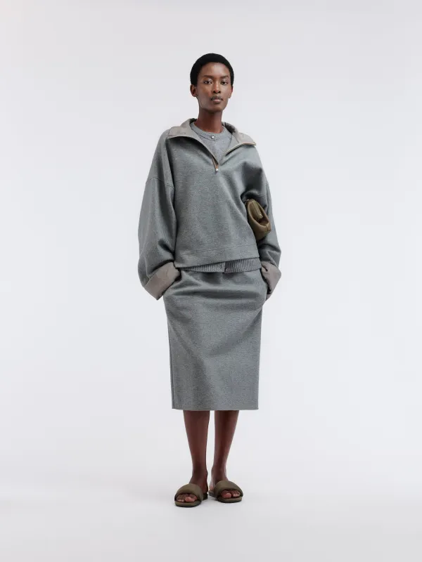 Sweat col zippé en jersey de cachemire et coton made by Carven