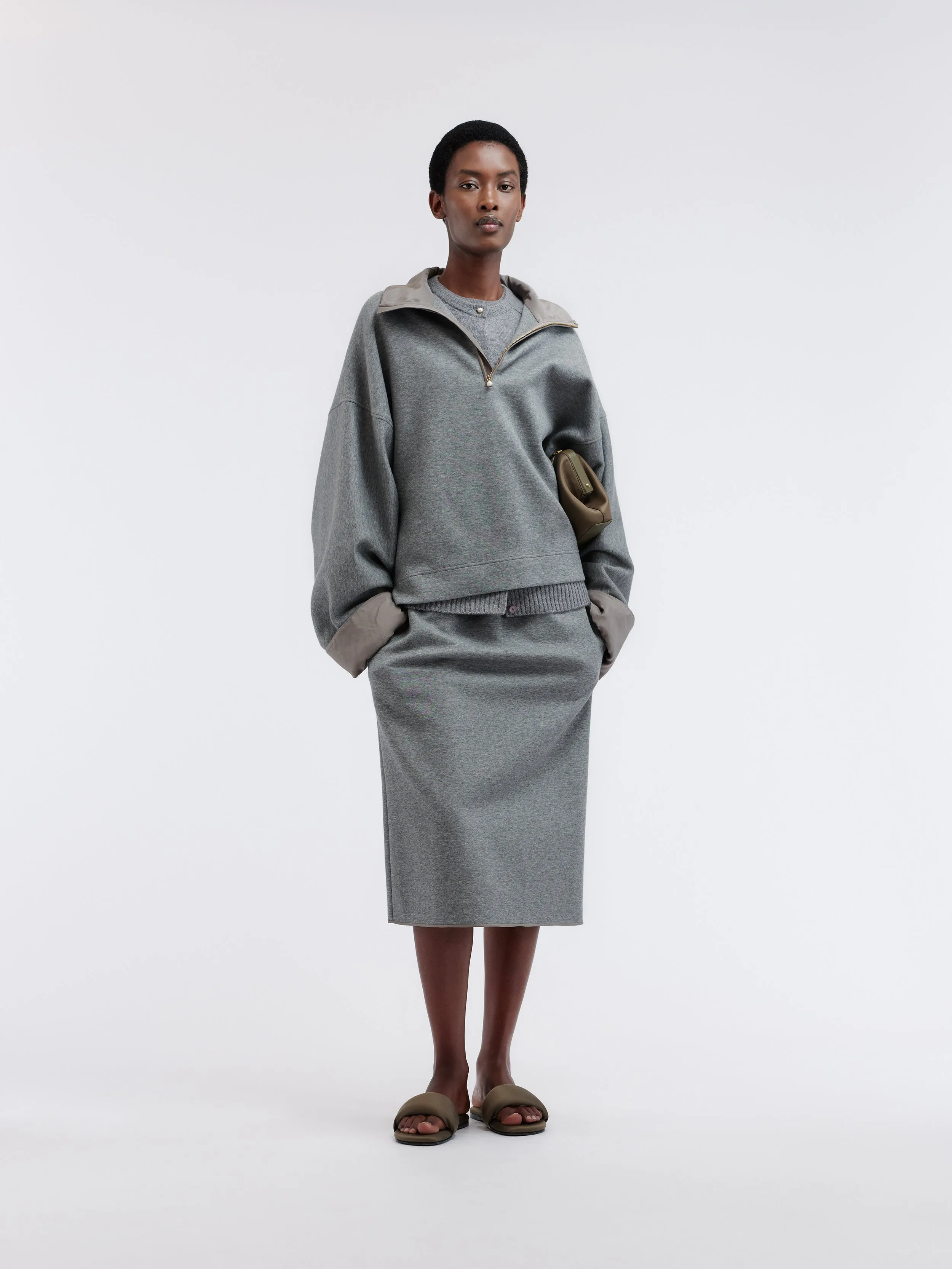 Sweat col zippé en jersey de cachemire et coton sold by Carven