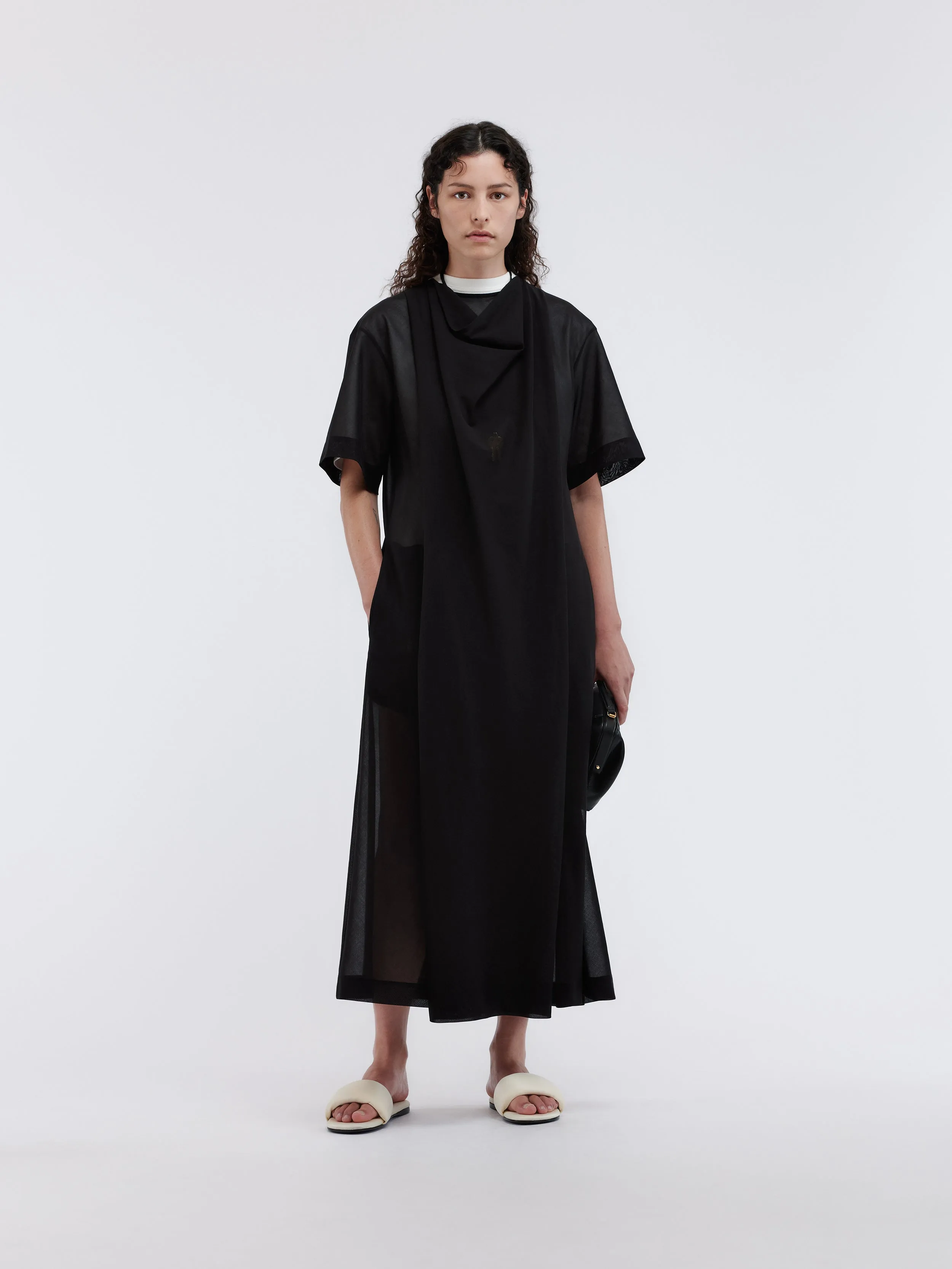 Robe drapée transparente en voile de coton sold by Carven