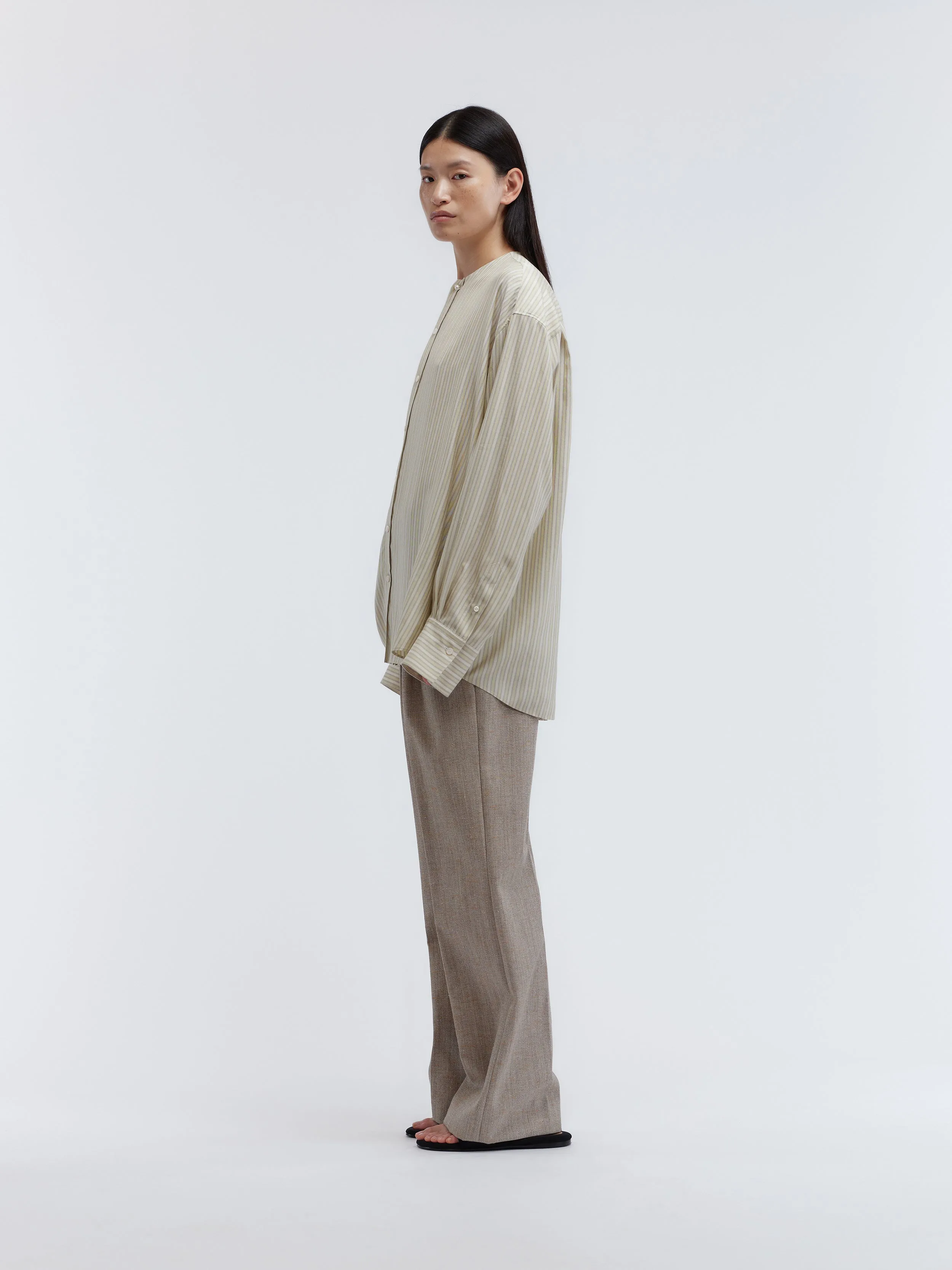 Chemise sans col en soie lingerie rayée sold by Carven product image thumbnail 3