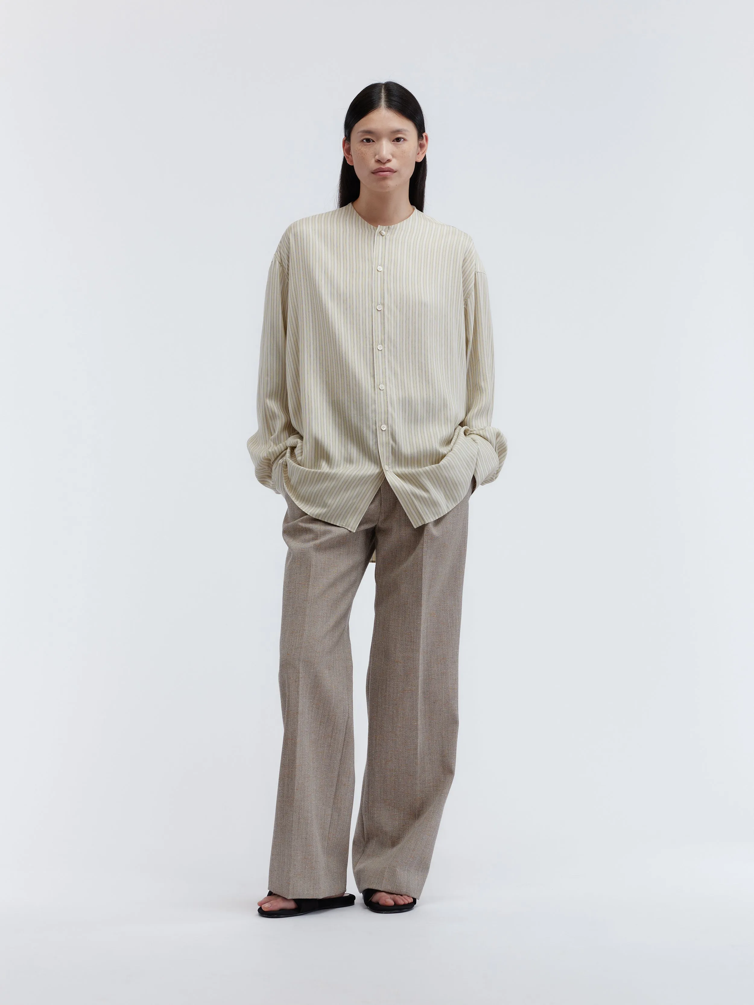 Chemise sans col en soie lingerie rayée sold by Carven product image thumbnail 2