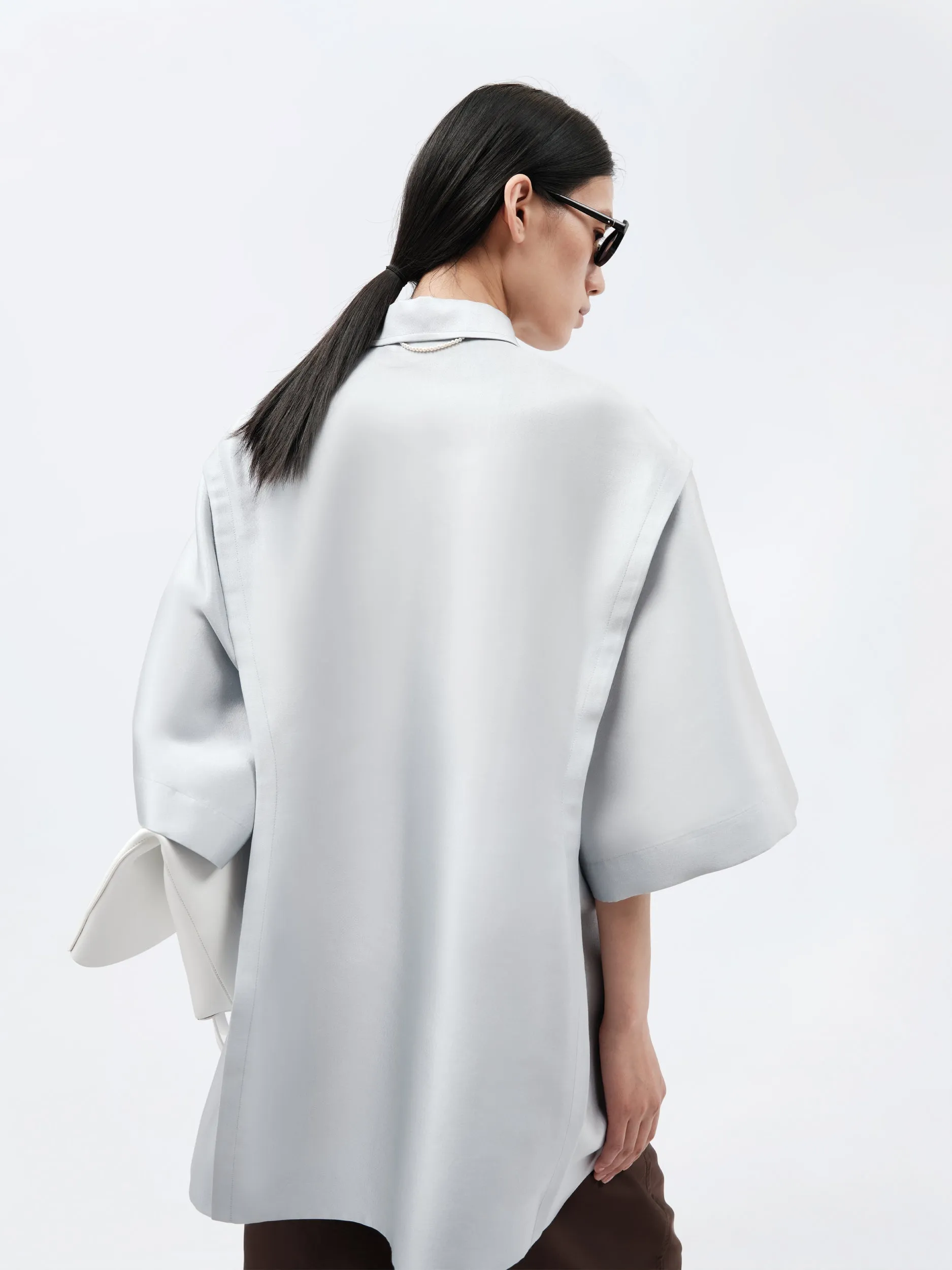 Surchemise manches courtes en soie et laine couture sold by Carven product image thumbnail 2