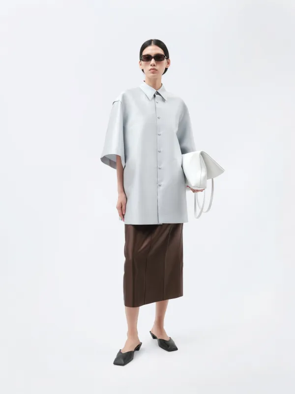 Surchemise manches courtes en soie et laine couture made by Carven