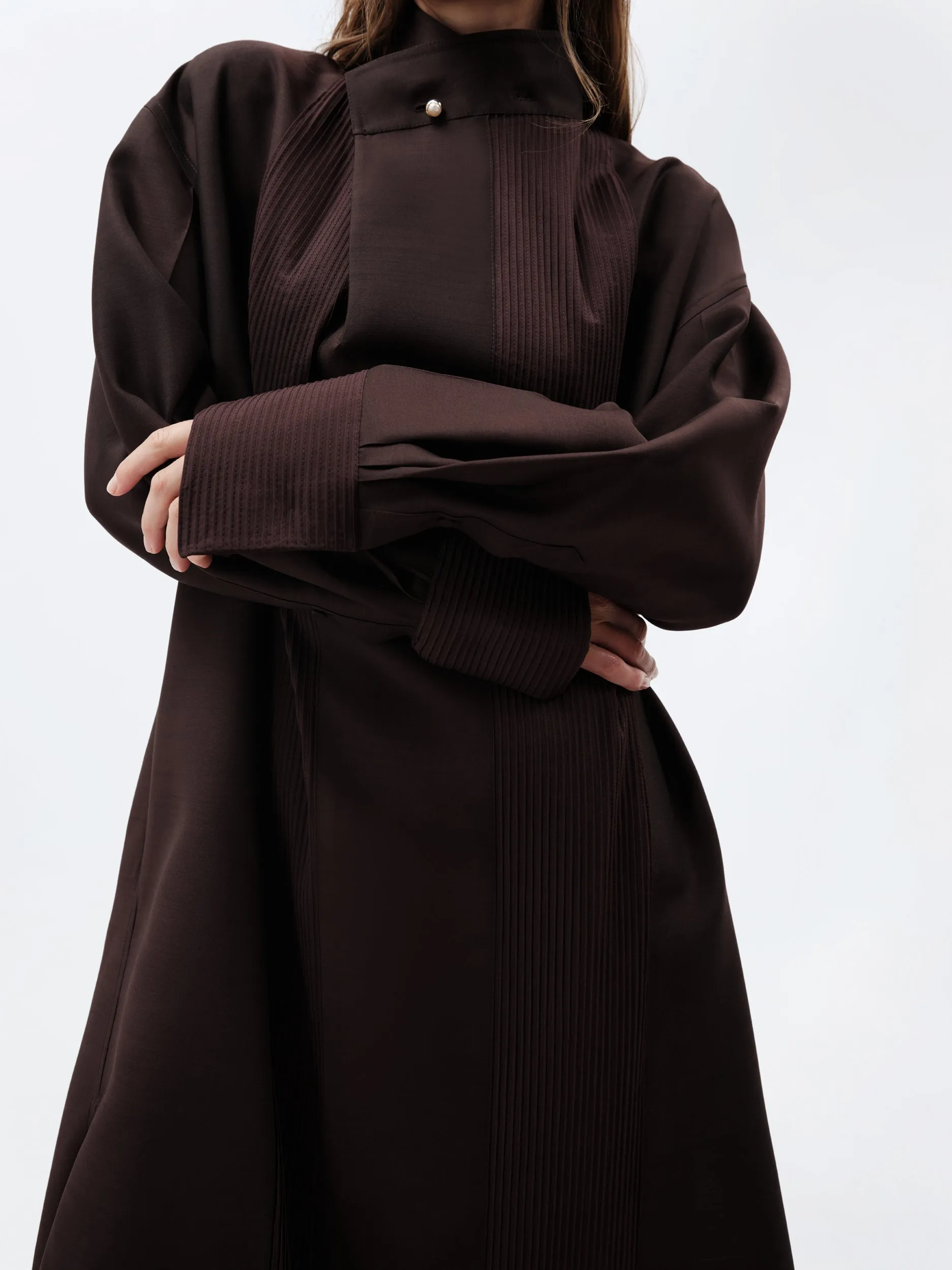 Robe chemise à plis en toile de soie et laine sold by Carven product image thumbnail 4
