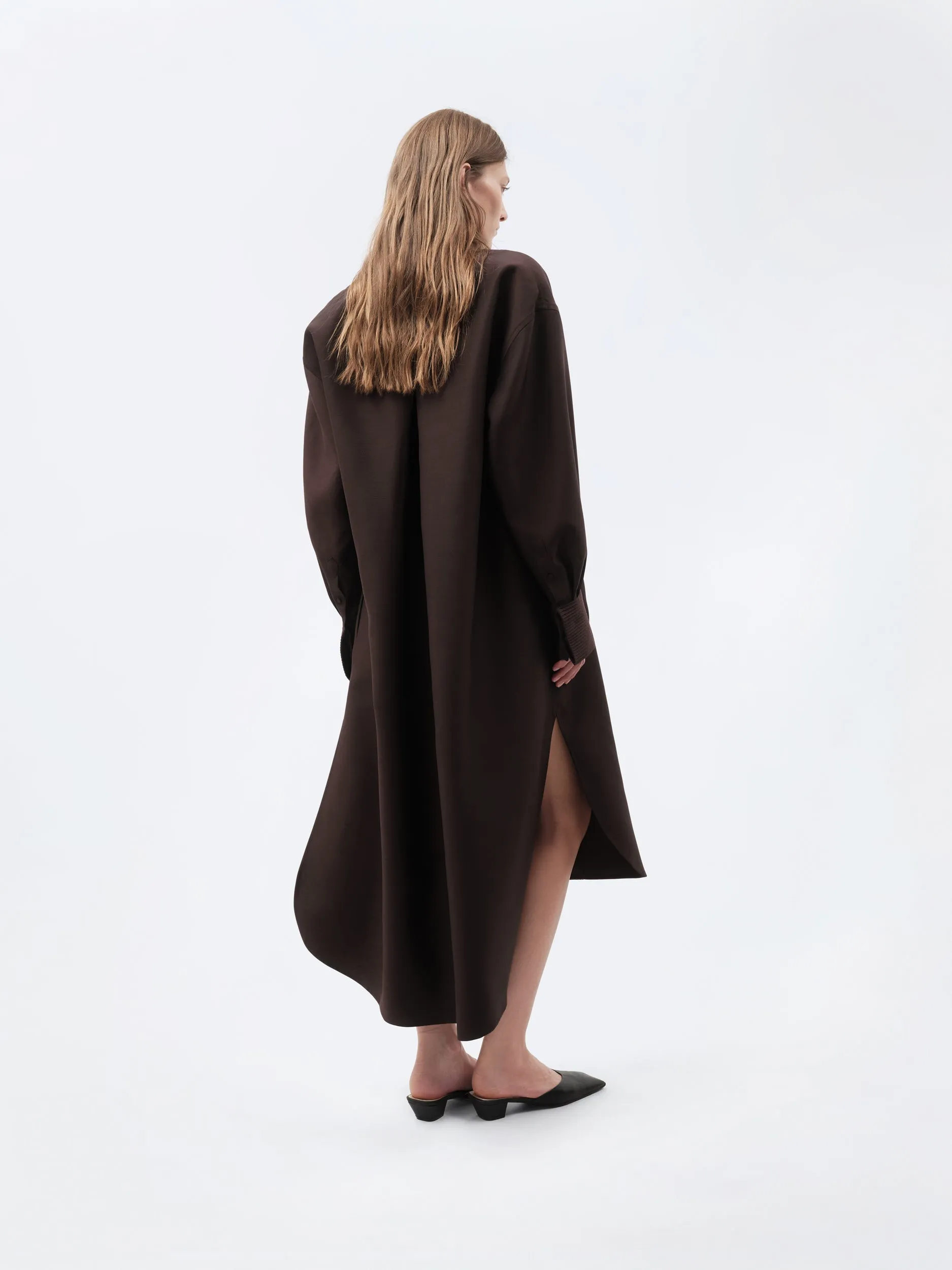 Robe chemise à plis en toile de soie et laine sold by Carven product image thumbnail 2