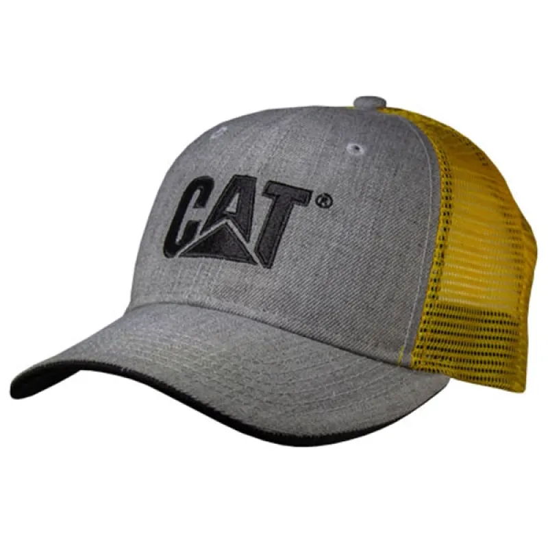 Grey Wool w/Yellow Mesh Cap sold by Caterpillar