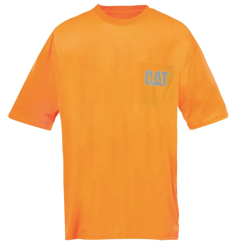 Hi-Vis Orange Trademark Pocket Tee sold by Caterpillar