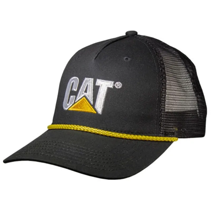 Yellow Tassell Black Cap w/Black Mesh sold by Caterpillar