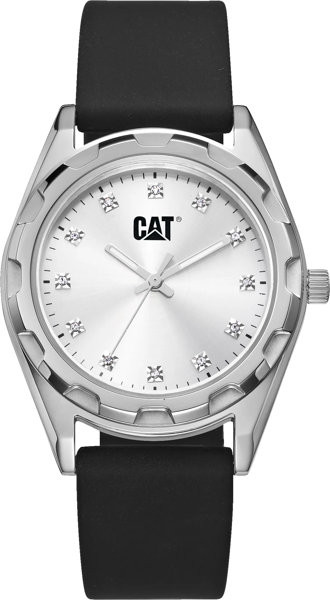 Cali Lady Watch Silver Dial Stainless Steel w/Black Silicone Strap sold by Caterpillar