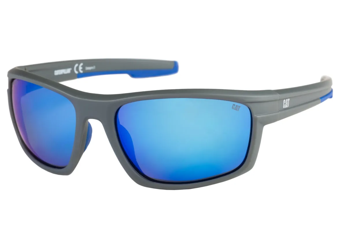Motor Sunglasses Matte Grey w/Blue Mirror Lens sold by Caterpillar