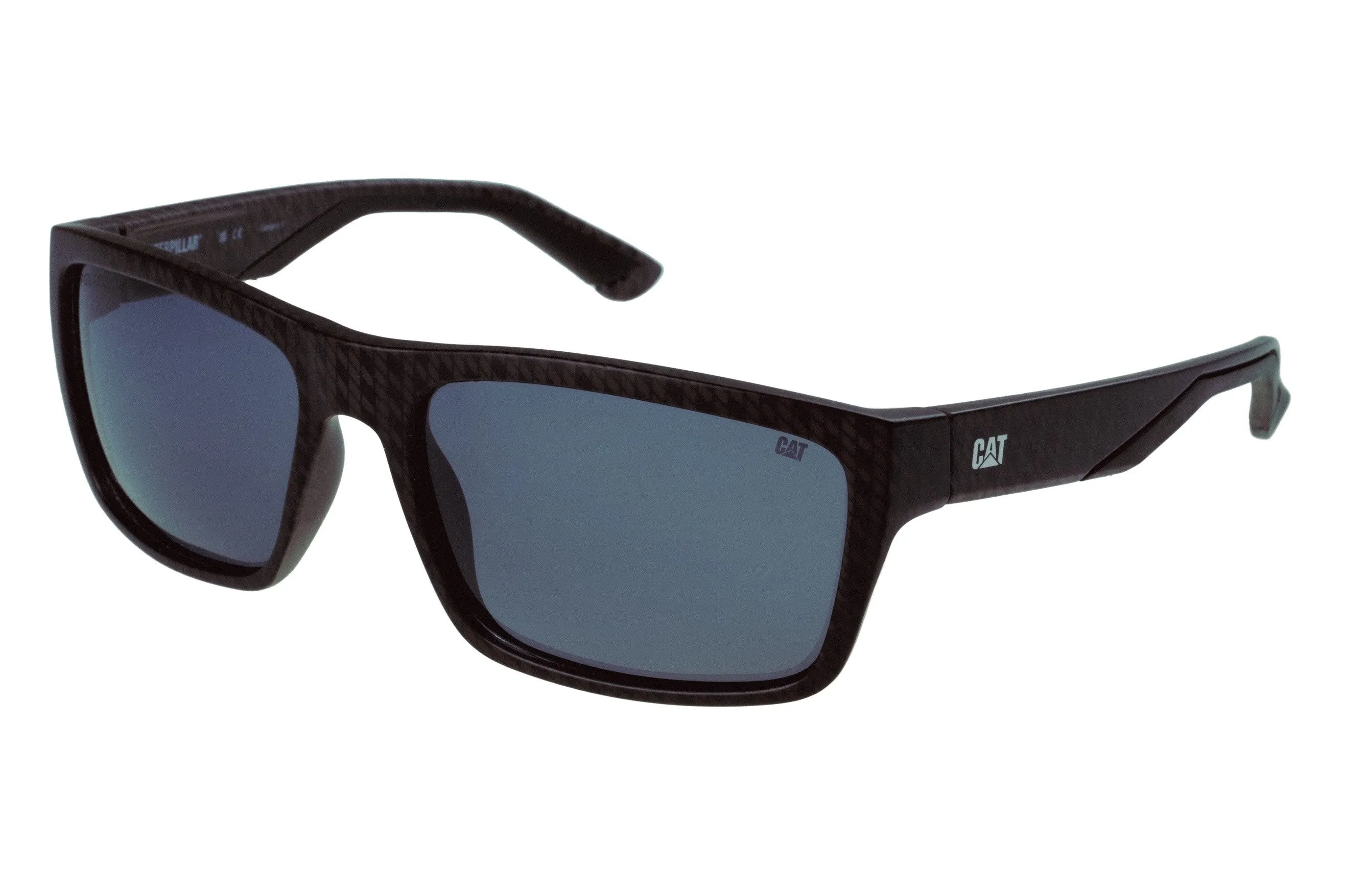 Square Sport Sunglasses Matte Chevron Black w/Silver Flash Lens sold by Caterpillar