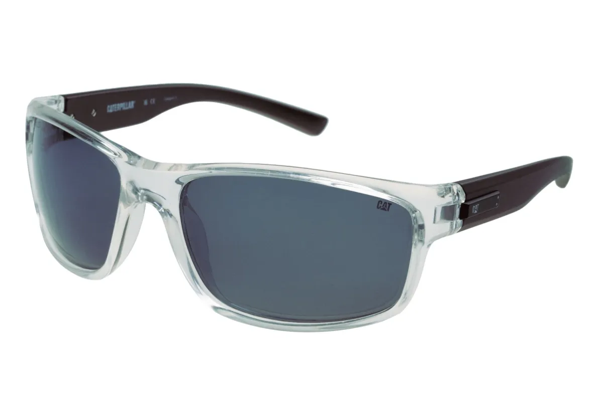 Metal Plaque Sunglasses Clear Crystal w/Smoke Lens sold by Caterpillar