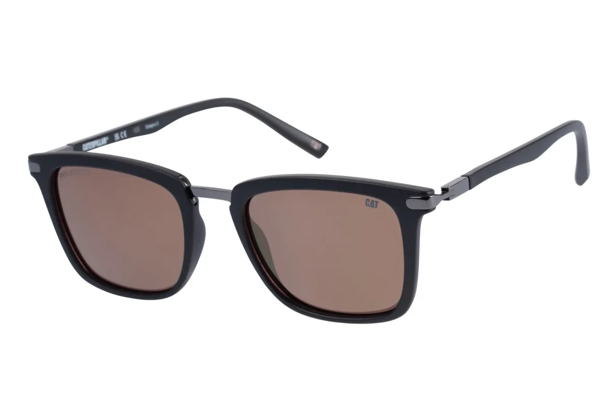 Contemporary Sunglasses Matte Black w/Light Gold Flash Mirror Lens sold by Caterpillar