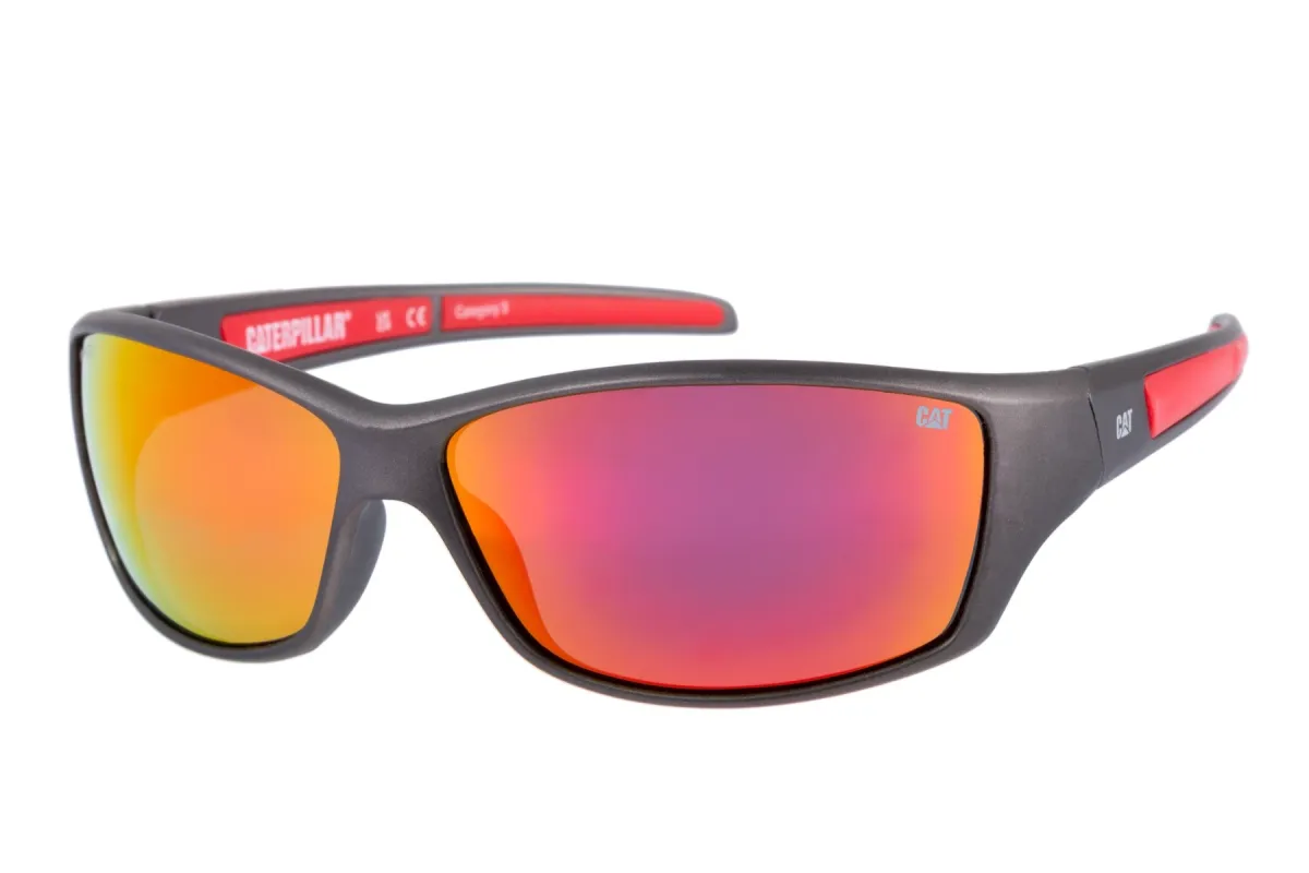 Sleek Sunglasses Matte Grey w/Red Mirror Lens sold by Caterpillar
