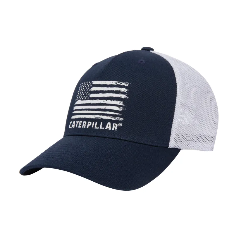 Distressed Flag Flexfit 110 Detroit Blue Cap sold by Caterpillar
