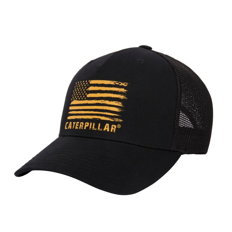 Distressed Flag Flexfit 110 Black Cap sold by Caterpillar