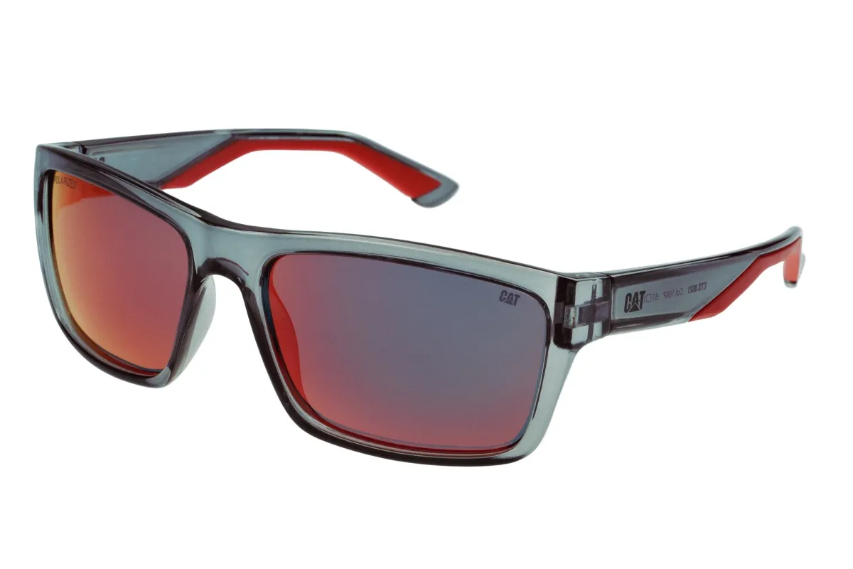 Square Sport Sunglasses Matte Grey w/Red Mirror Lens sold by Caterpillar