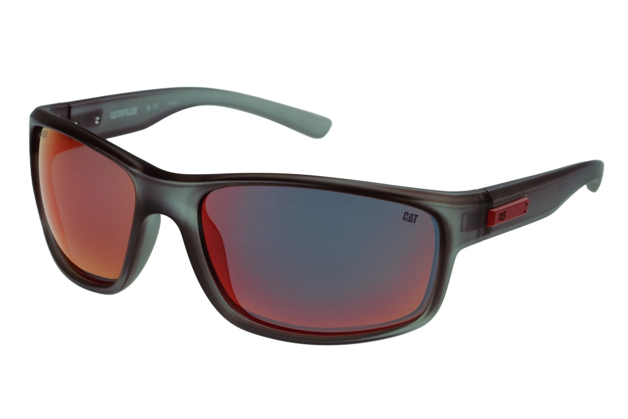 Metal Plaque Sunglasses Matte Grey w/Red Mirror Lens sold by Caterpillar