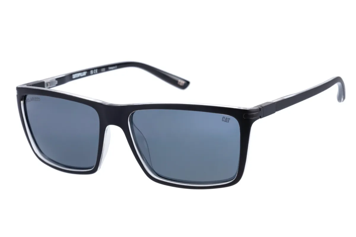Classic Front Sunglasses Matte Black w/Silver Flash Lens sold by Caterpillar