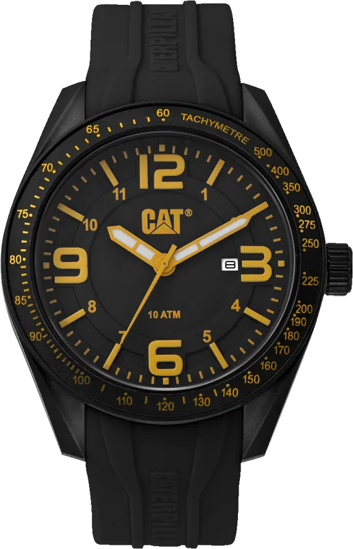 Oceania Watch Black/Yellow Dial w/Silicone Strap made by Caterpillar