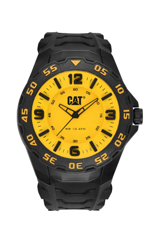 Motion Watch Yellow Dial w/Rubber Strap made by Caterpillar