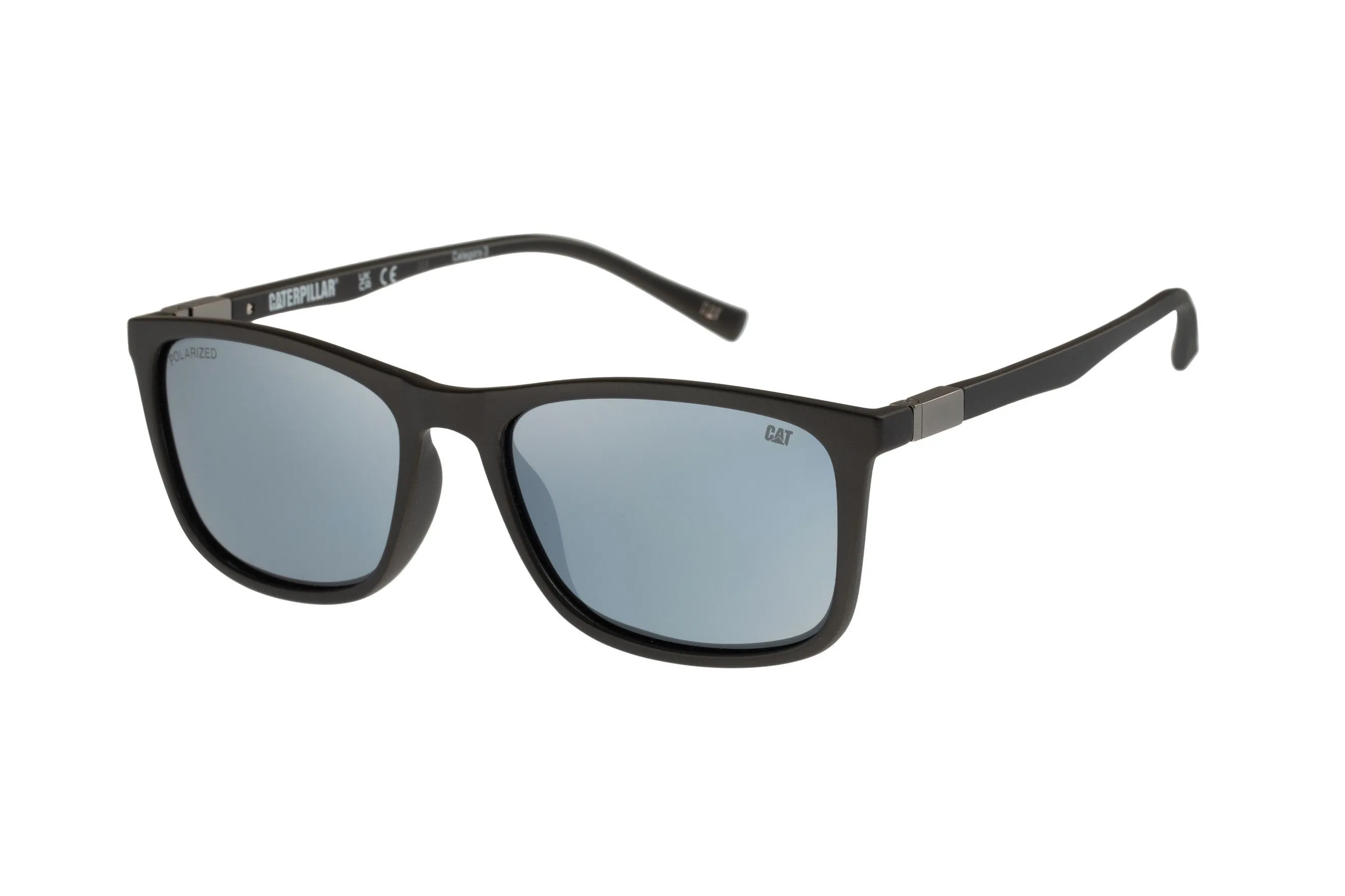 Easy Wear Sunglasses Matte Black w/Silver Flash Lens sold by Caterpillar