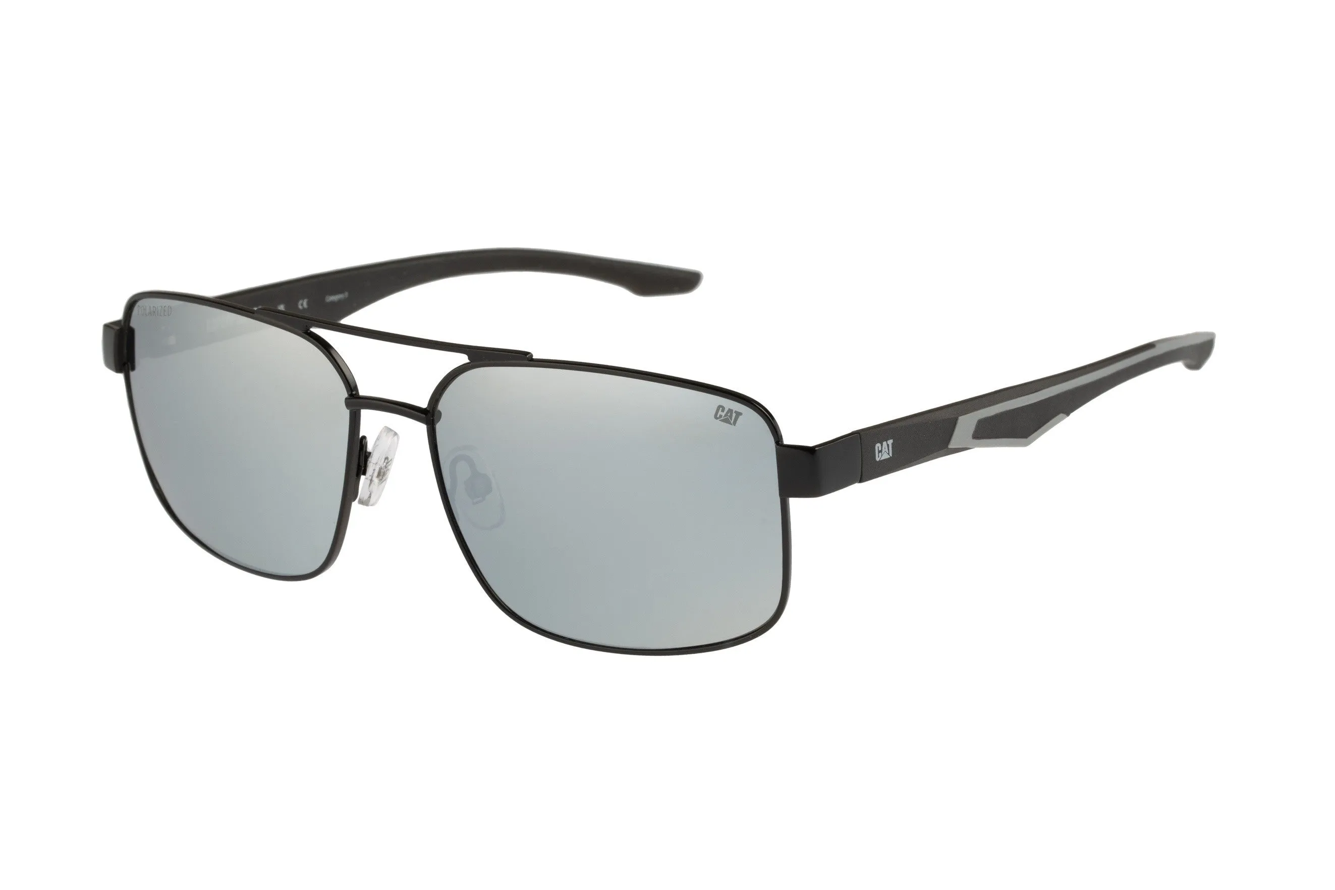 Metal Aviator Sunglasses Matte Black w/Silver Flash Lens sold by Caterpillar