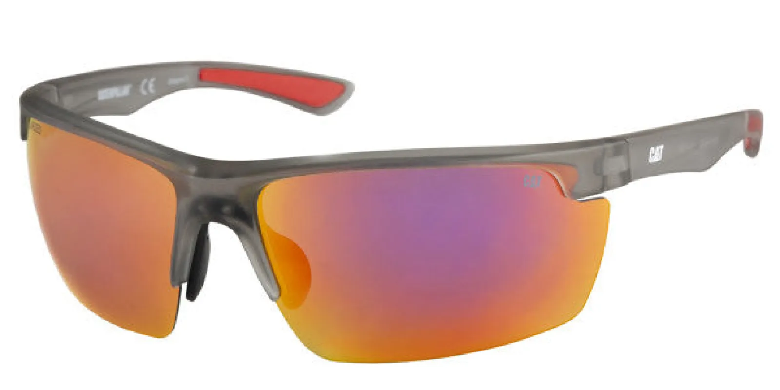 Pickup Sunglasses Matte Gray Crystal w/Red Mirror Lens made by Caterpillar