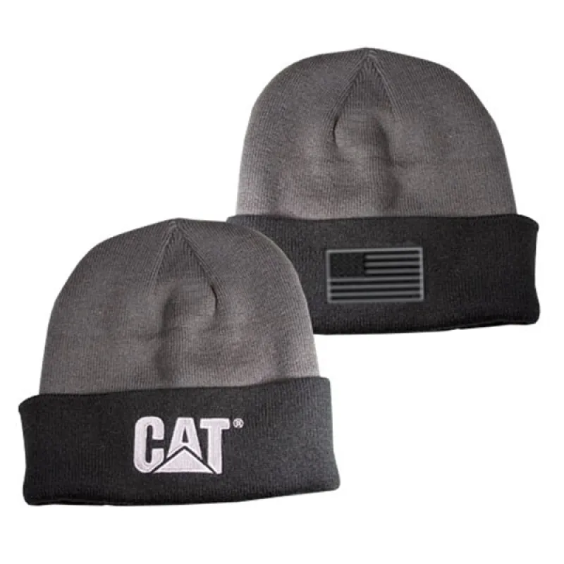 Black Beanie with Grey Flag Patch sold by Caterpillar