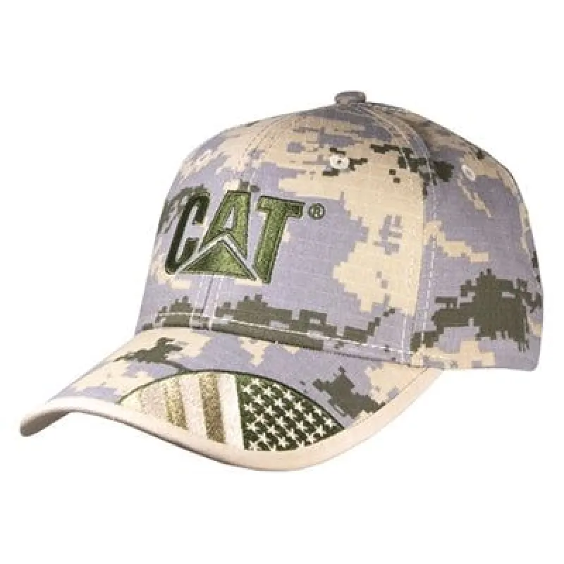 Digital Camo Cap w/ Flag on Bill sold by Caterpillar
